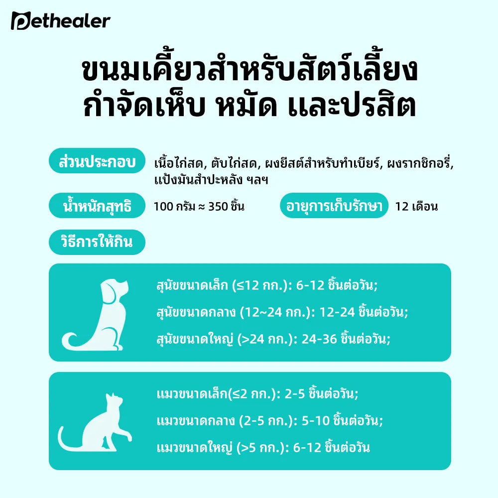 Pethealer ขนมเม็ดดูแลปรสิตภายนอก สูตรปกป้อง