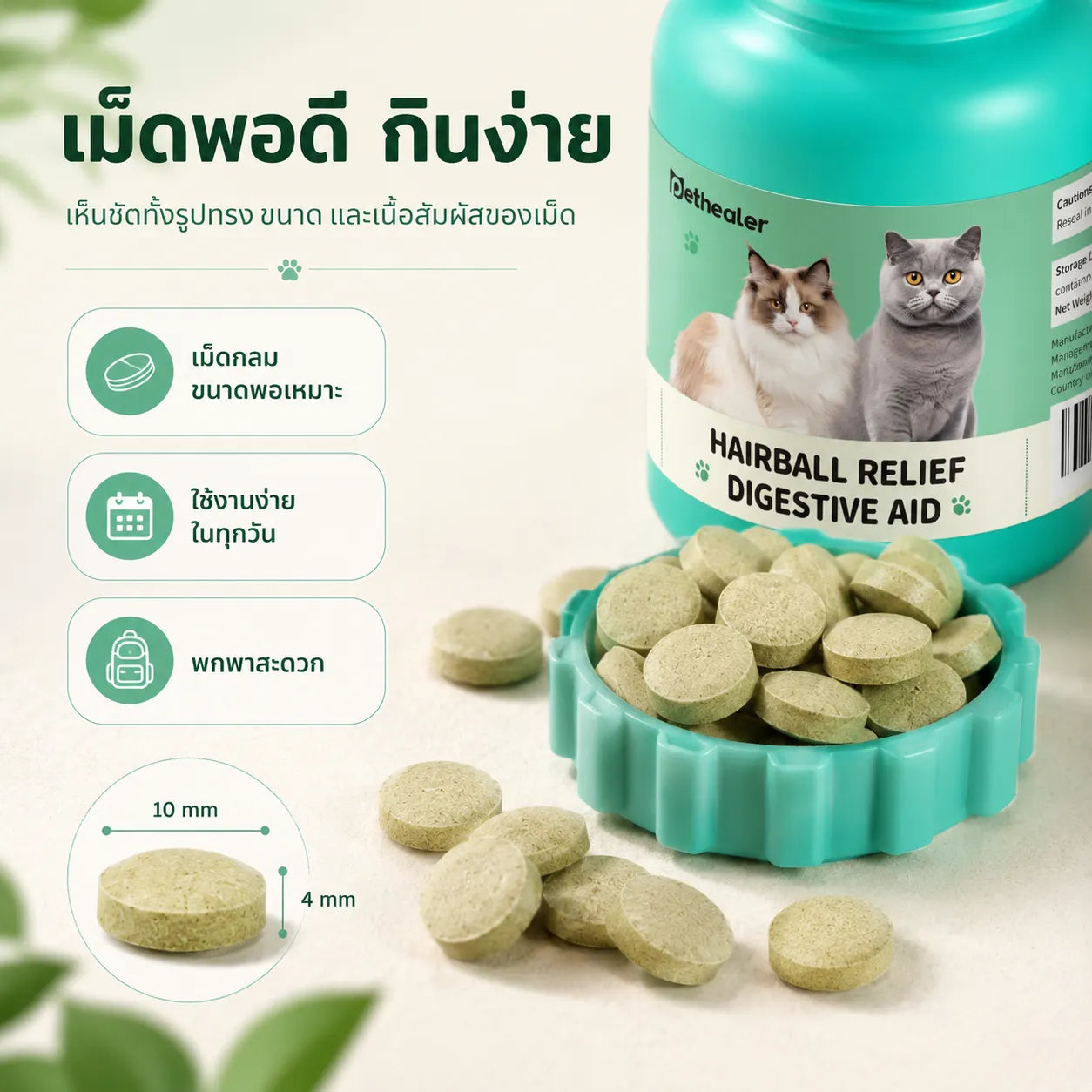 Pethealer ขนมเม็ดลดก้อนขน ช่วยการย่อย สูตรบำรุงลำไส้ 100g